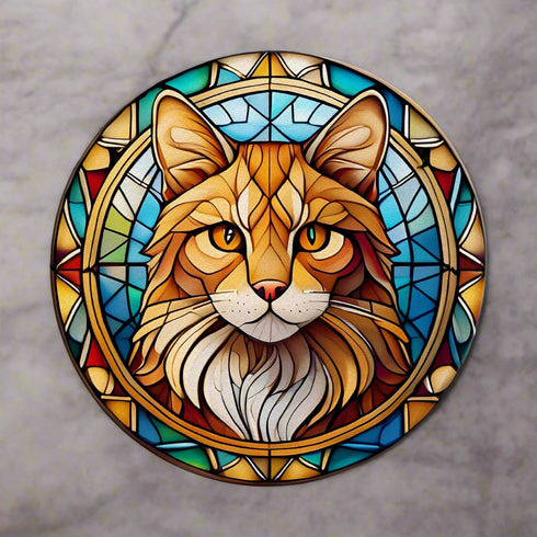 Cat Ginger Glass Suncatcher Worktop Saver